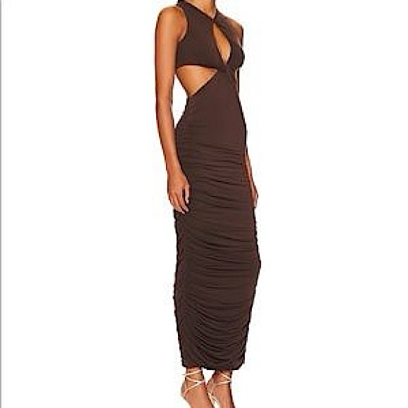 🍫REMI x REVOLVE Hannah Maxi Dress with Cut Outs in Chocolate Brown, 0X - Picture 3 of 7